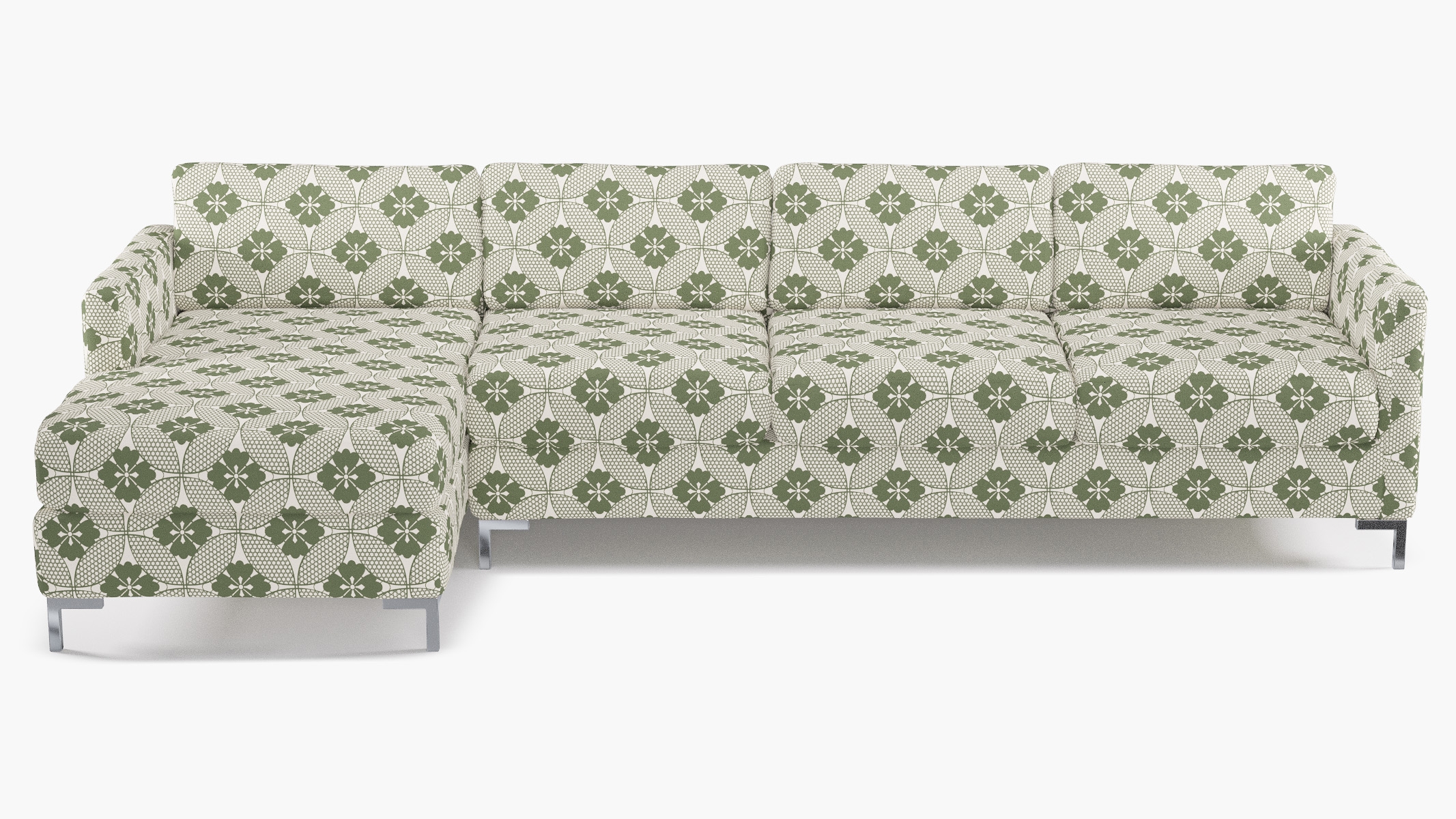 Modern Sectional, Left Facing, Sage Solaire, Chrome L Leg - Image 0