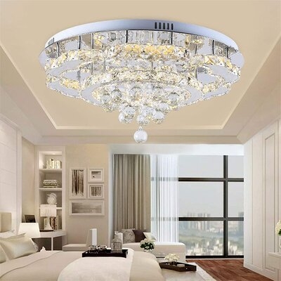 Modern Luxury Two-Layer Crystal Ceiling Lamp With Remote Control Dimmable Three-Color Dimming LED Lamp Diameter 60CM - Image 0