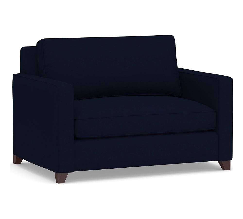 Cameron Square Arm Upholstered Twin Sleeper Sofa, Polyester Wrapped Cushions, Performance Everydaylinen(TM) by Crypton(R) Home Navy - Image 0
