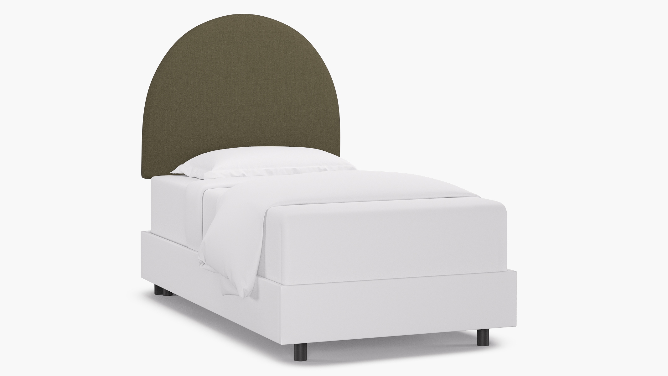 Arched Back Headboard, Olive Everyday Linen, Twin - Image 0