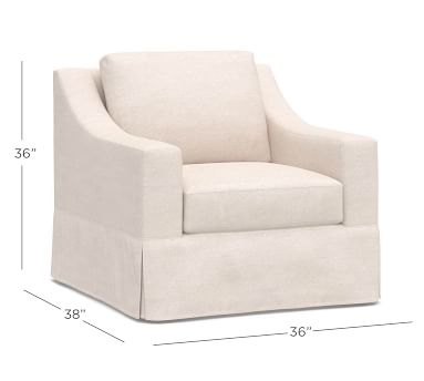 York Roll Arm Slipcovered Armchair, Down Blend Wrapped Cushions, Performance Heathered Basketweave Dove - Image 2