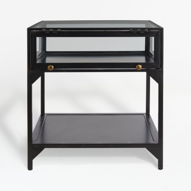 Ventana Black Glass Display End Table with Shelf - Image 0
