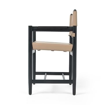 Sleek Two-Tone Dining Chair, Black Solid Ash, Almond Leather Blend - Image 3