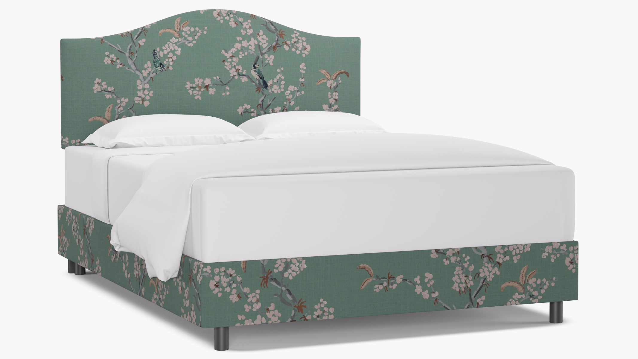 Camelback Bed, Mint Cherry Blossom, Queen - Image 0