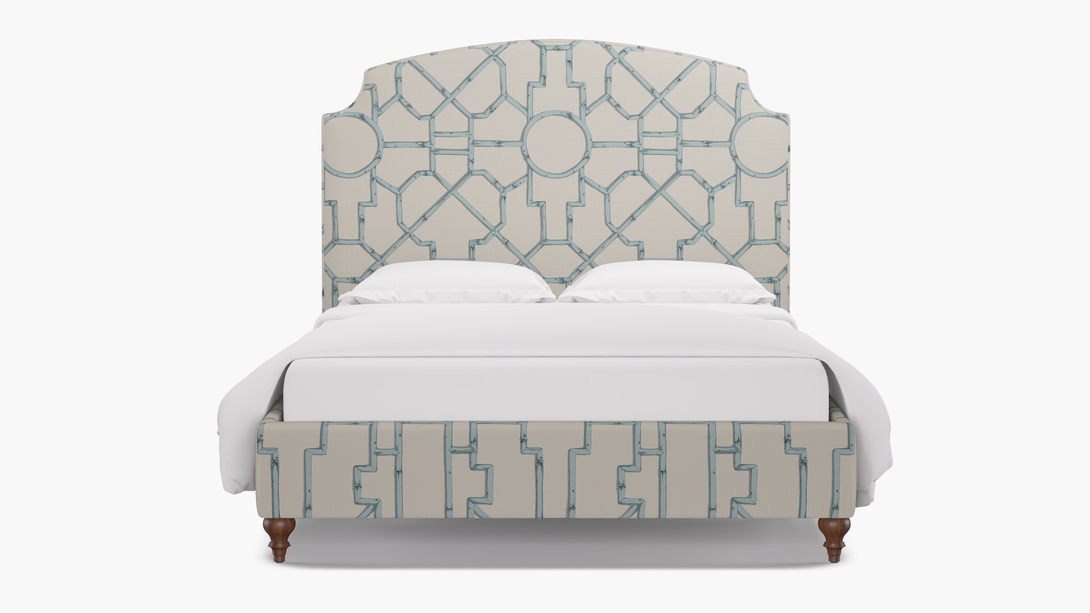 Cove Bed, Blue Baldwin Bamboo, Walnut Traditional Turned Leg, Twin - Image 0