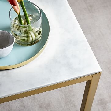Frame Dining Table, 60", White Marble, White - Image 1