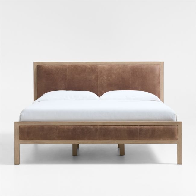 Keane Weathered Natural Wood and Leather King Bed - Image 0