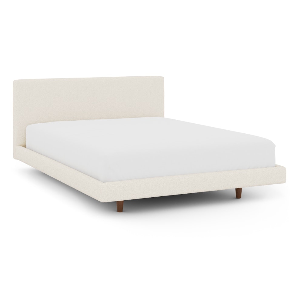 Tessu Queen Low Profile Upholstered Bed - Ivory Wool Bouclé - Image 0
