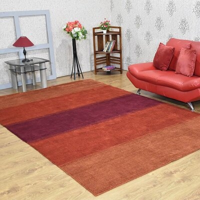 Hand Knotted Wool Orange/Red Area Rug - Image 0