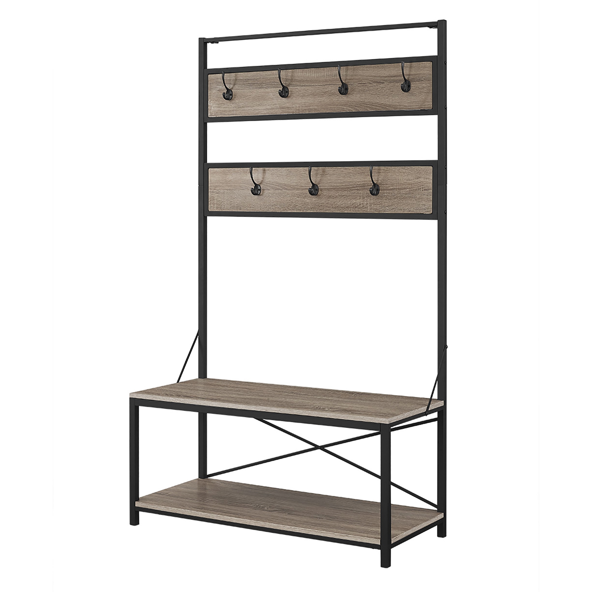 40" Rustic Wood Hall Tree - Driftwood - Image 2