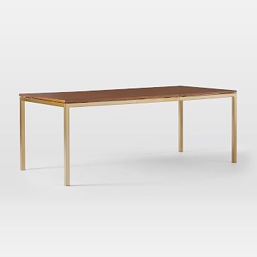 Frame Expandable Dining Table, Walnut, Antique Brass - Image 0