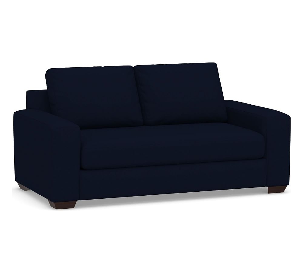Big Sur Square Arm Upholstered Loveseat 76" with Bench Cushion, Down Blend Wrapped Cushions, Performance Everydaylinen(TM) Navy - Image 0
