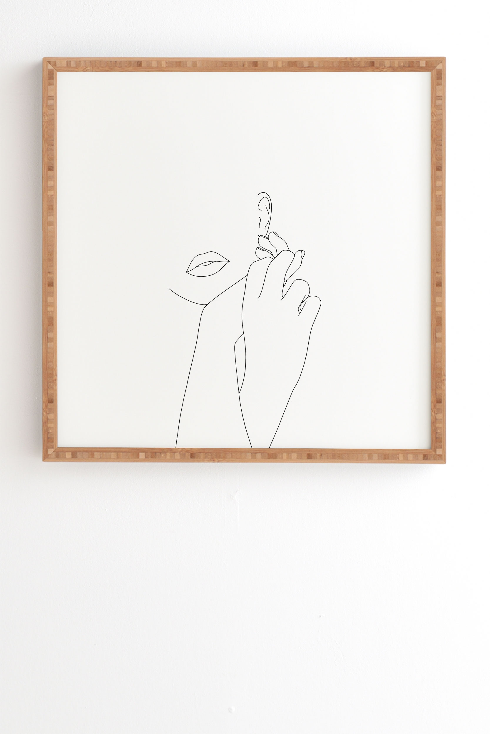 Minimalist Face Illustration by The Colour Study - Framed Wall Art Bamboo 19" x 22.4" - Image 1