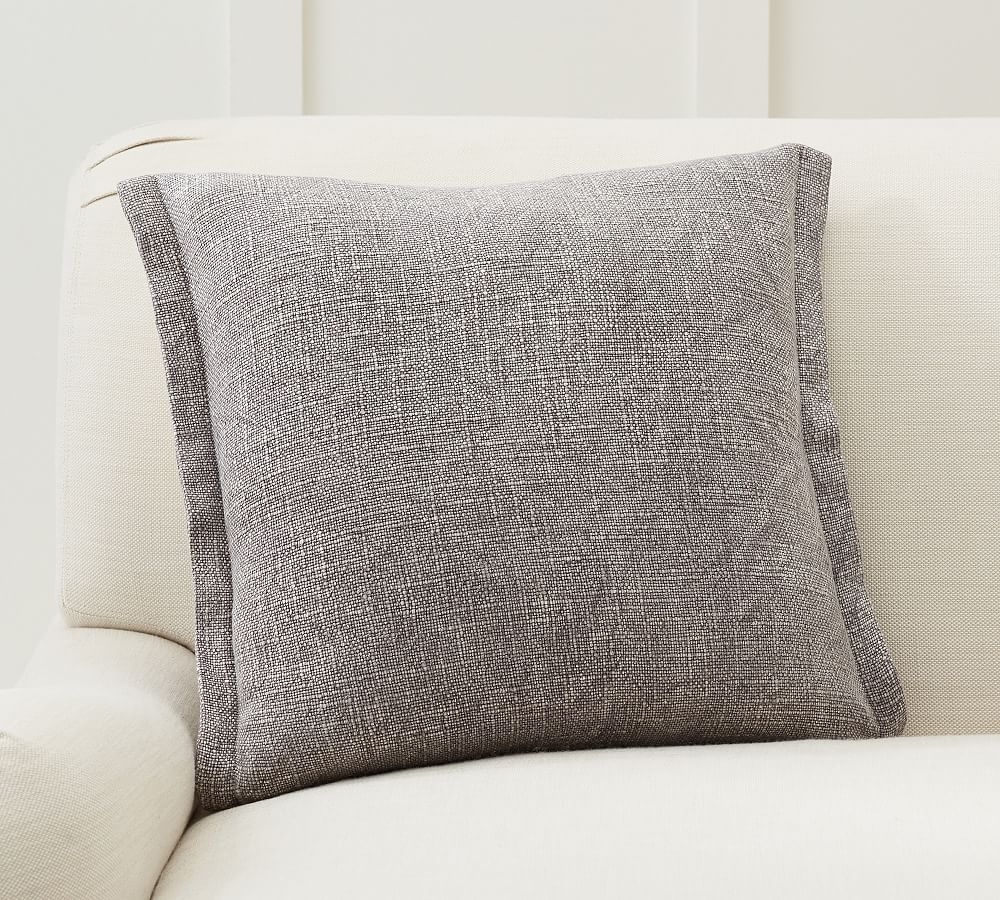 Fold Over Linen Pillow Cover, 18 x 18", Silver - Image 0