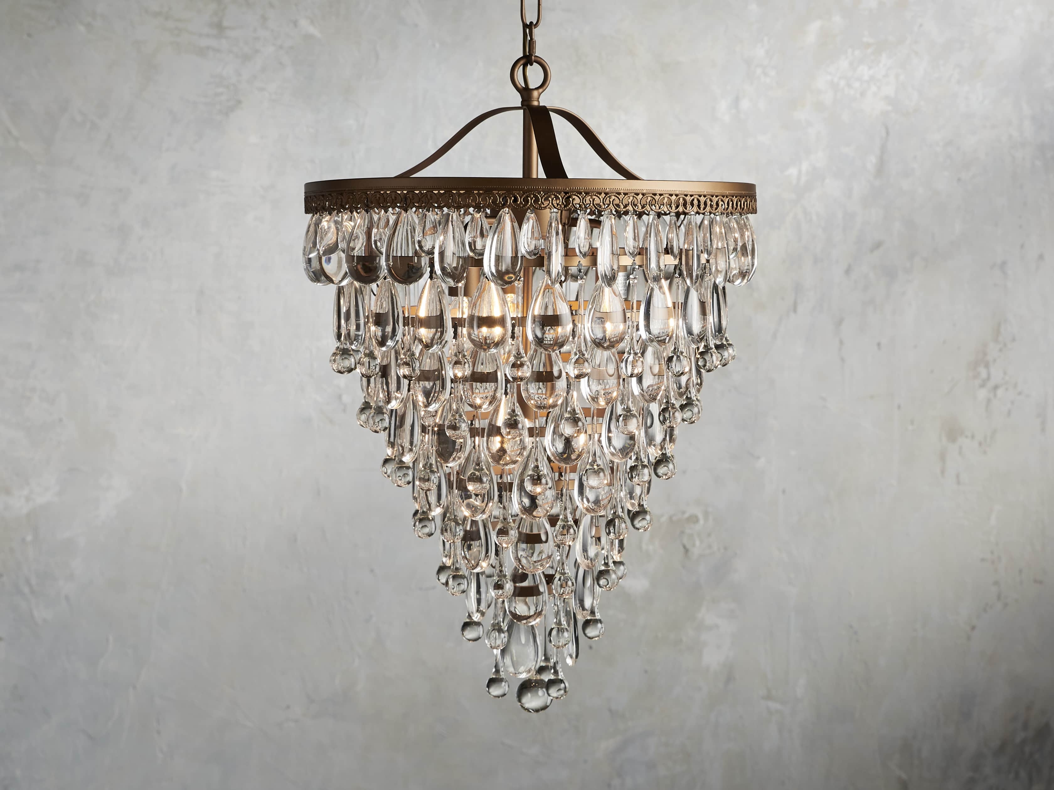 Anabella Round Chandelier in Glass 1-Tier Brass - Image 0