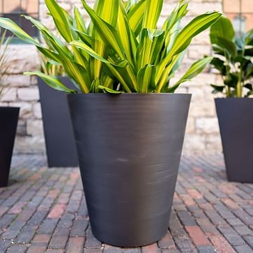 Curve Grooved Planter, 30in, Black - Image 1