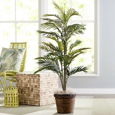 56'' Faux Palm Tree in Wicker Basket - Image 0