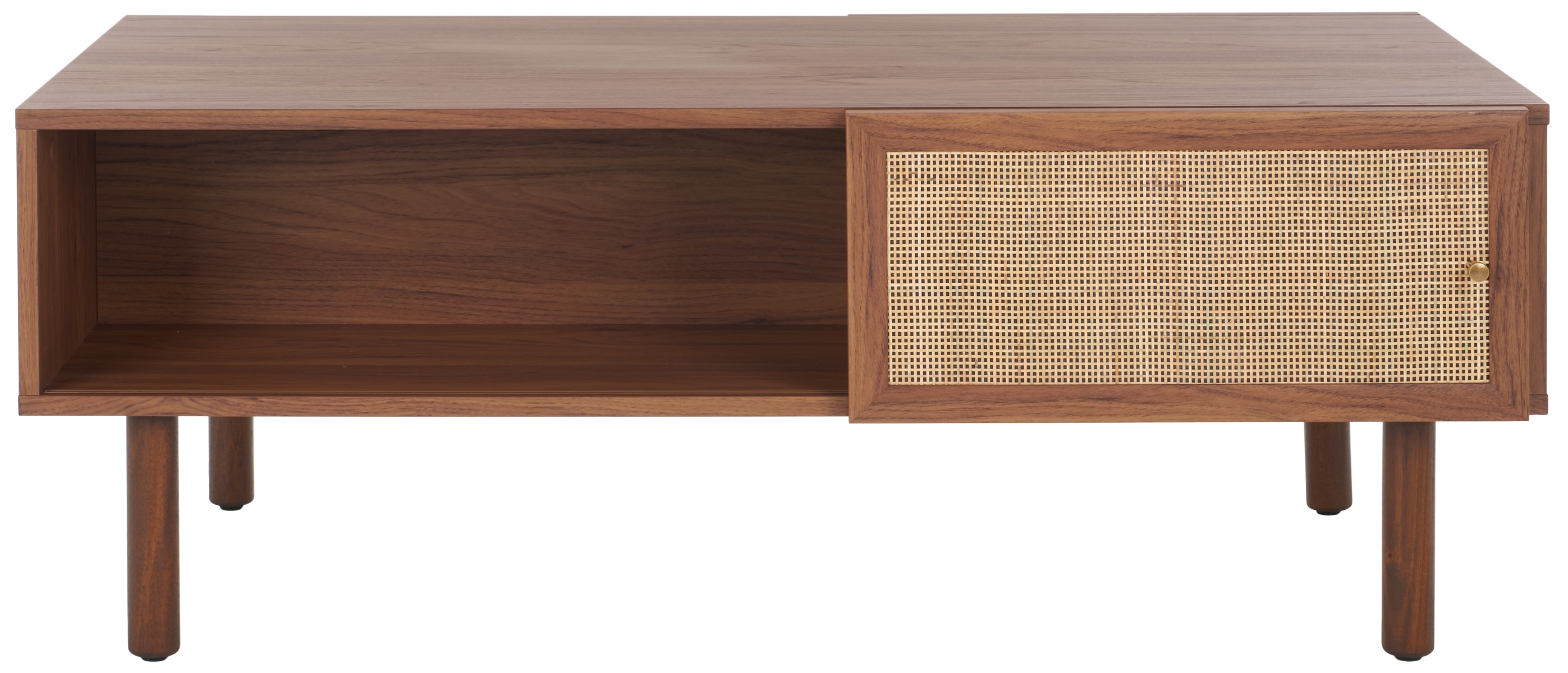 Silvanna 2 Door Coffee Table - Walnut / Natural - Safavieh - Image 8