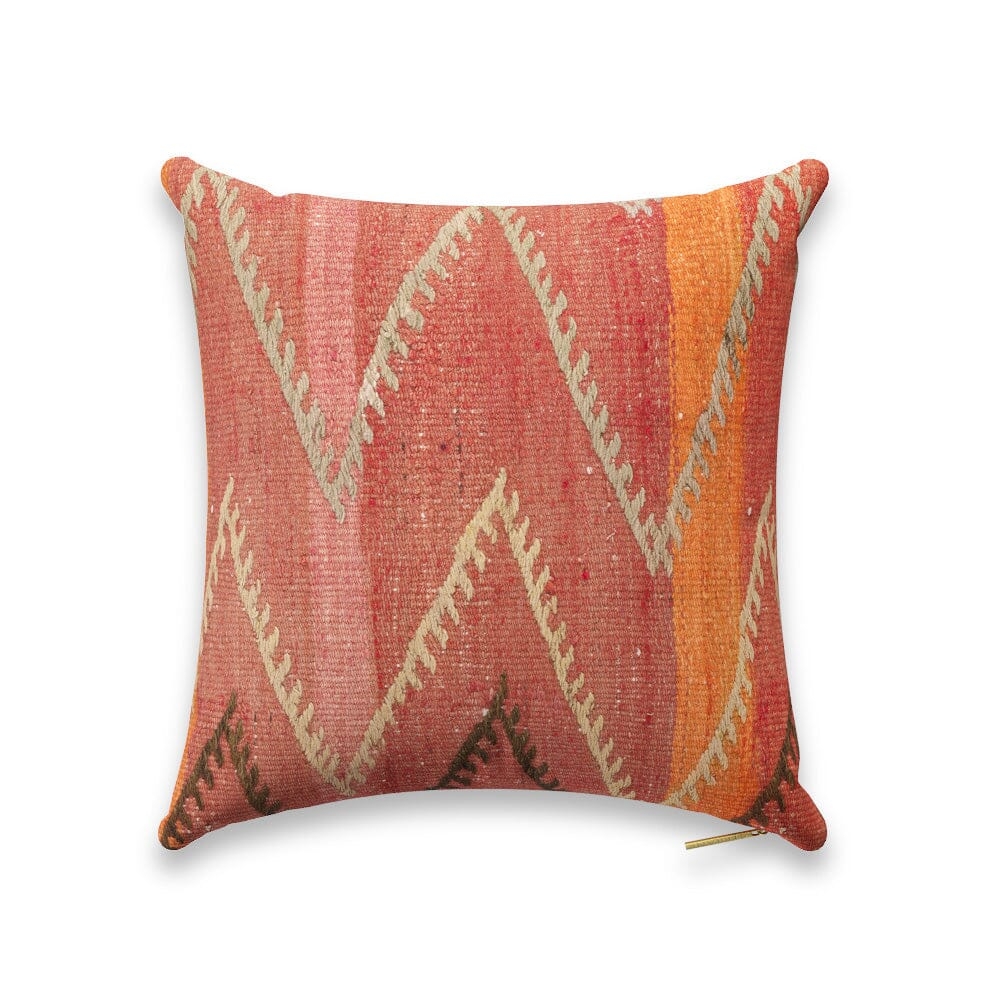 Rouge Chevron Kilim Pillow by St. Frank | Orange | 26" W x 26" H | Linen - Image 2