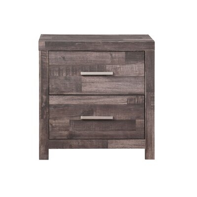 Nightstand With Rough Hewn Saw Texture And Panel Base, Rustic Gray - Image 0