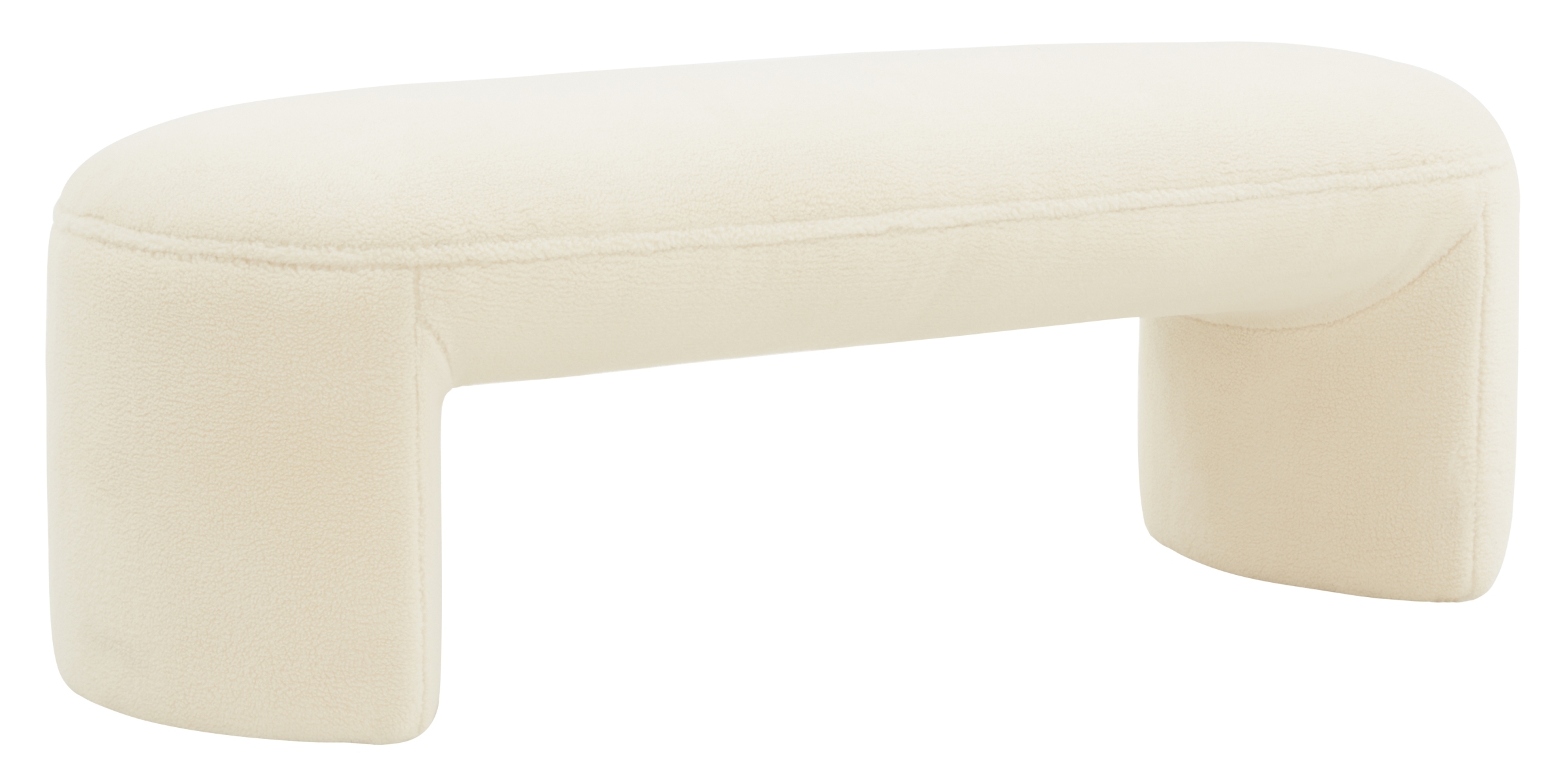 Vivie Faux Shearling Bench - Ivory - Image 3