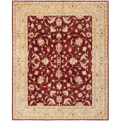 One-of-a-Kind Hottinger Hand-Knotted 2010s Chobi Dark Red/Cream 8'2" x 10'2" Wool Area Rug - Image 0