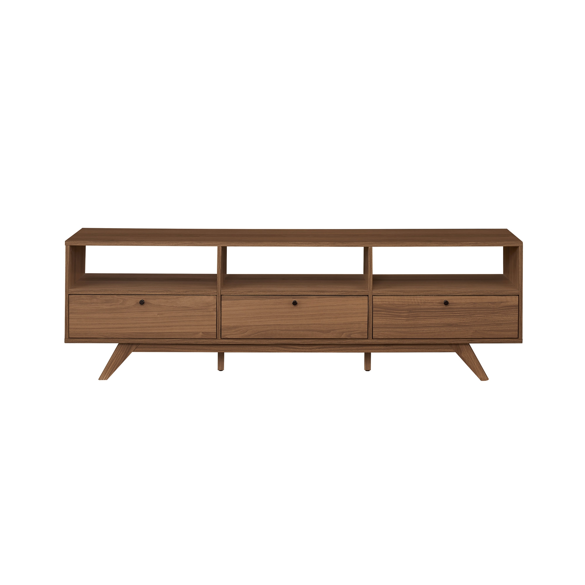 70" MCM TV Stand with 3 Closed Storage and Open Storage - Mocha - Image 0