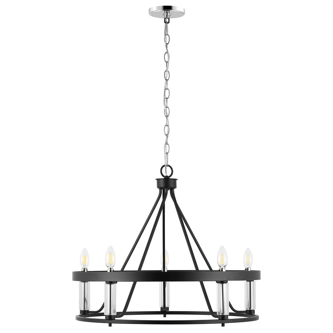 Trenton 5Lt 26" Pendant - Black / Chrome - Safavieh - Image 0
