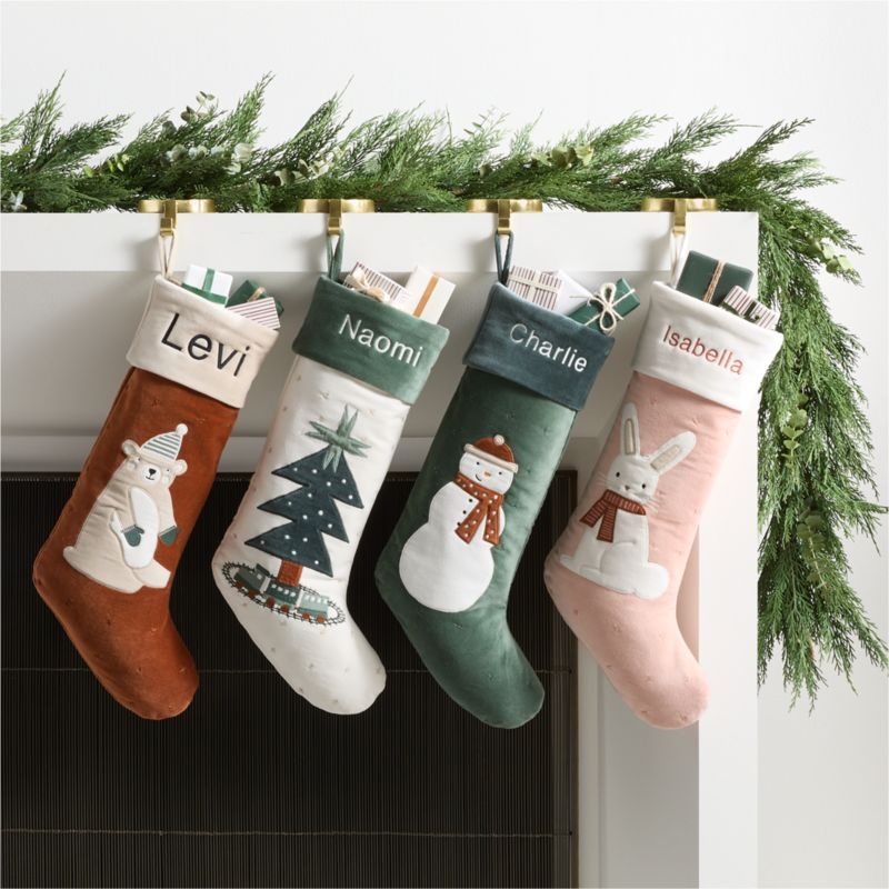 Wonderland Velvet Snowman Kids Christmas Stocking - Image 1