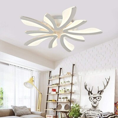 5 Heads Semi Flush LED Ceiling Light, Modern Acrylic Ceiling Lamp For Living Room Bedroom Restaurant(White) - Image 0