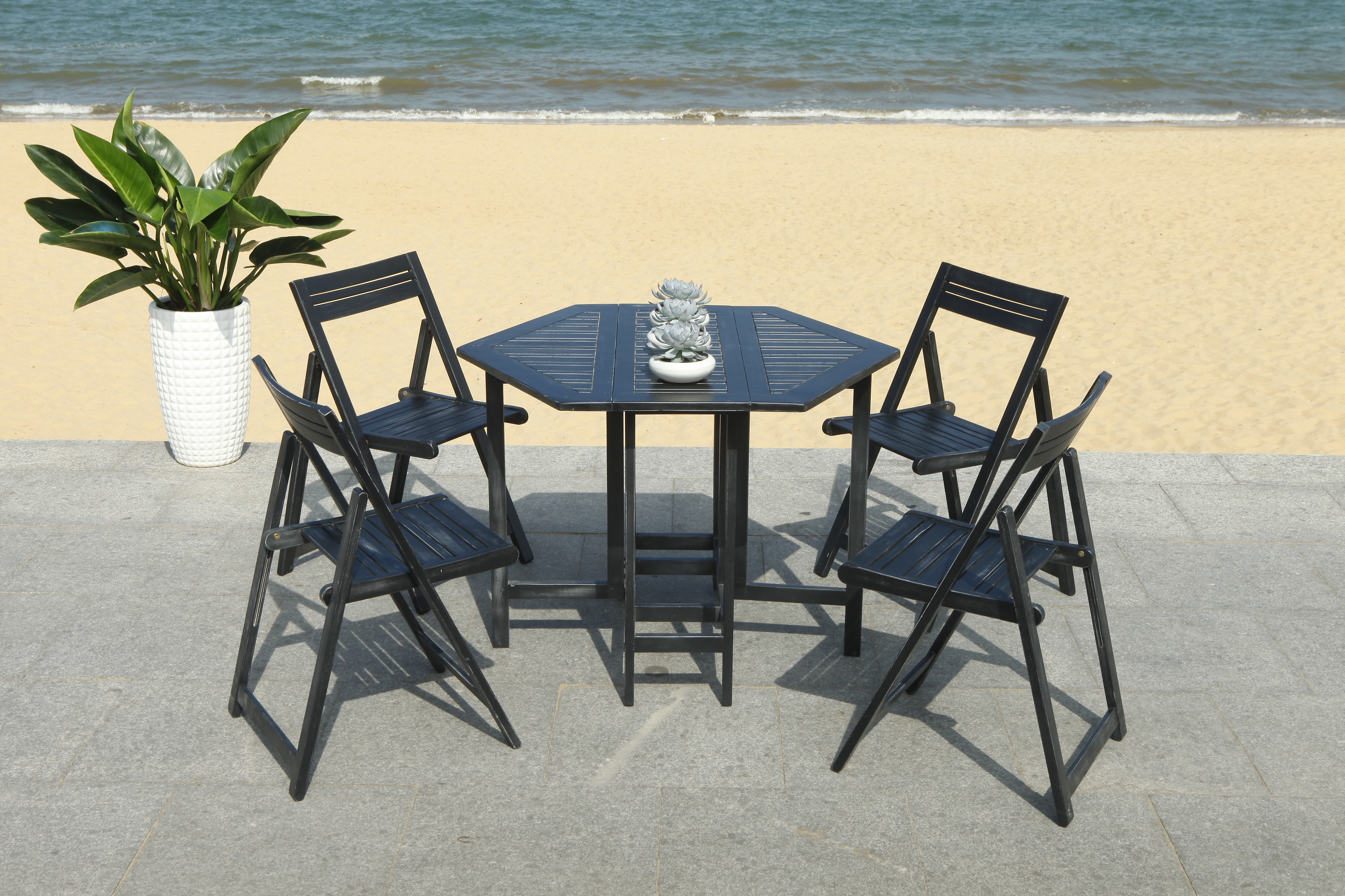 Kerman 5 Piece Outdoor Set - Black - Safavieh - Image 3