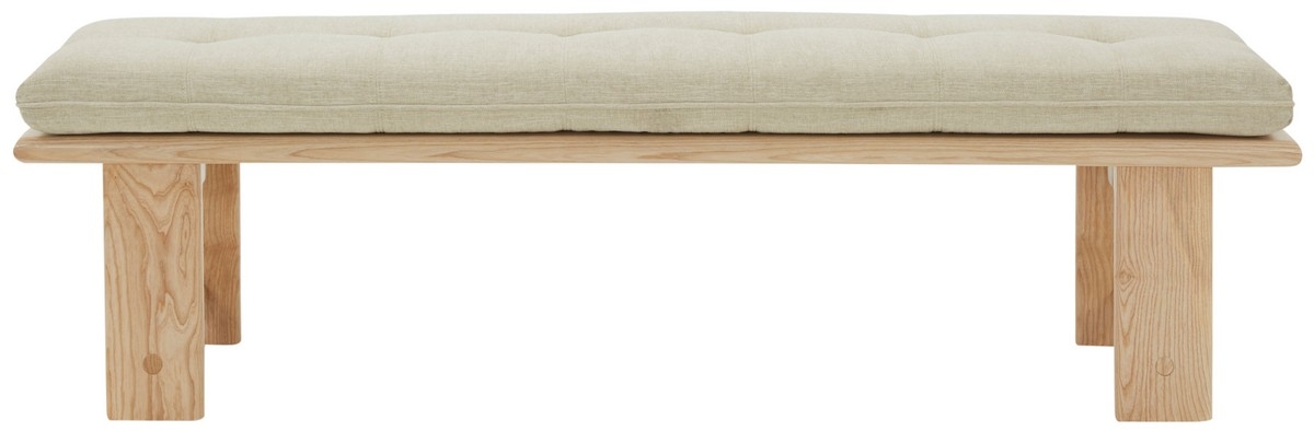Bartolili Wood & Cushion Bench - Beige / Natural - Image 0