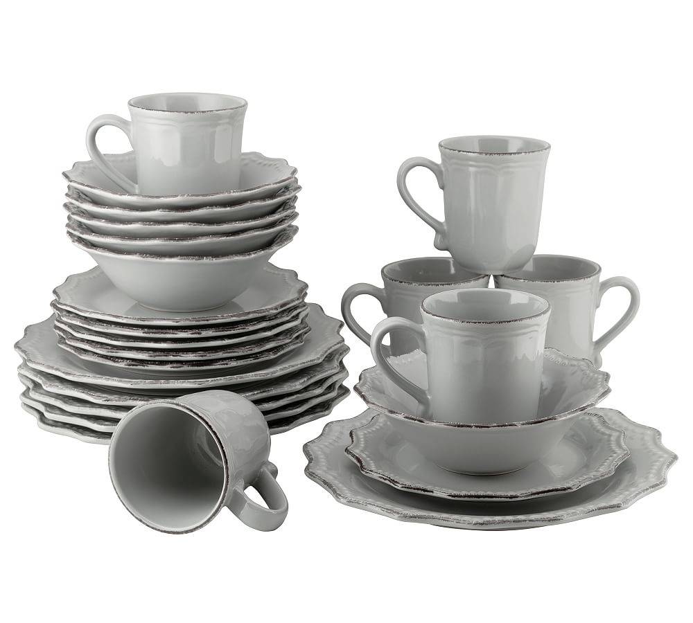 Oxford Stoneware 24-Piece Dinnerware Set - Gray - Image 0