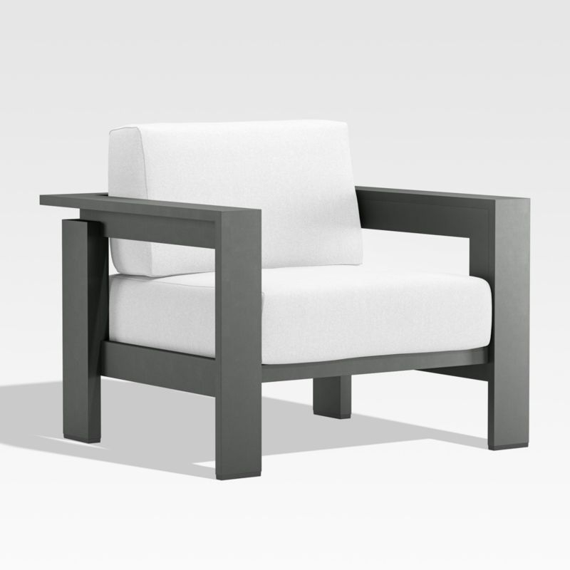 Walker Metal Outdoor Lounge Chair with Canvas White Sunbrella ® Cushions - Image 2