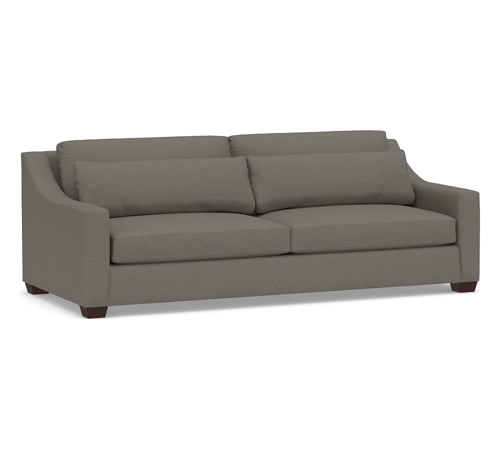 York Slope Arm Upholstered Deep Seat Grand Sofa 95" 2-Seater, Down Blend Wrapped Cushions, Chunky Basketweave Metal - Image 0