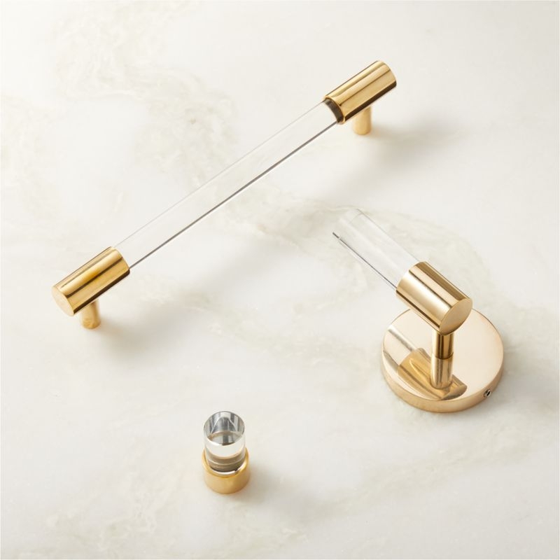 Flynn Crystal Unlacquered Brass Hook - Image 2