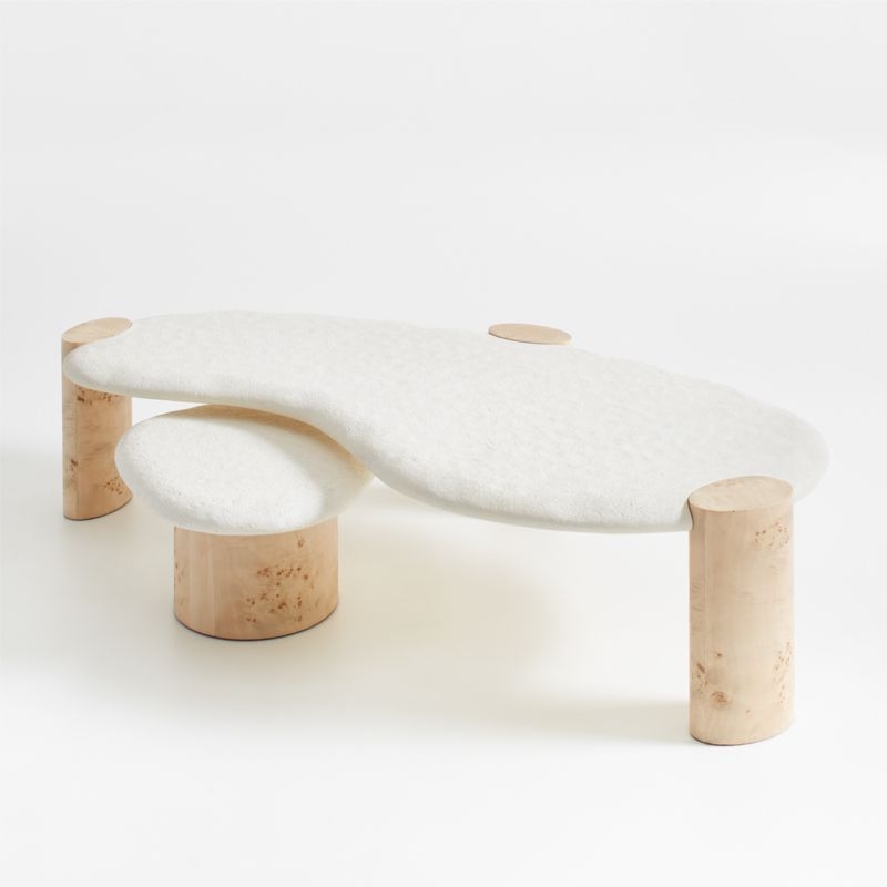 Sassolino Concrete and Burl Wood 68" Coffee Table by Athena Calderone - Image 9