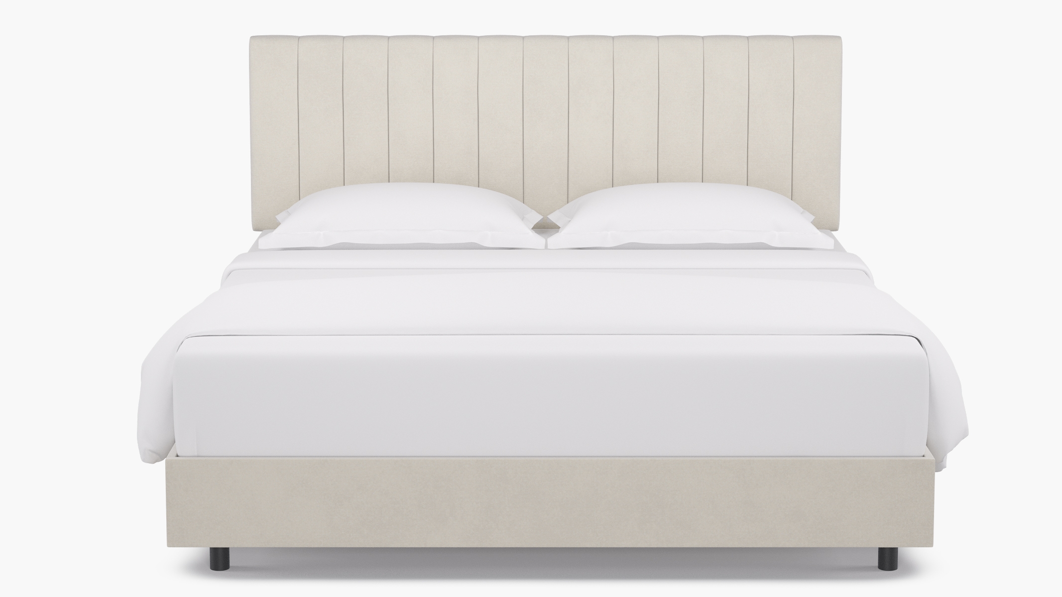 Channel Tufted Bed, White Classic Velvet, King - Image 0