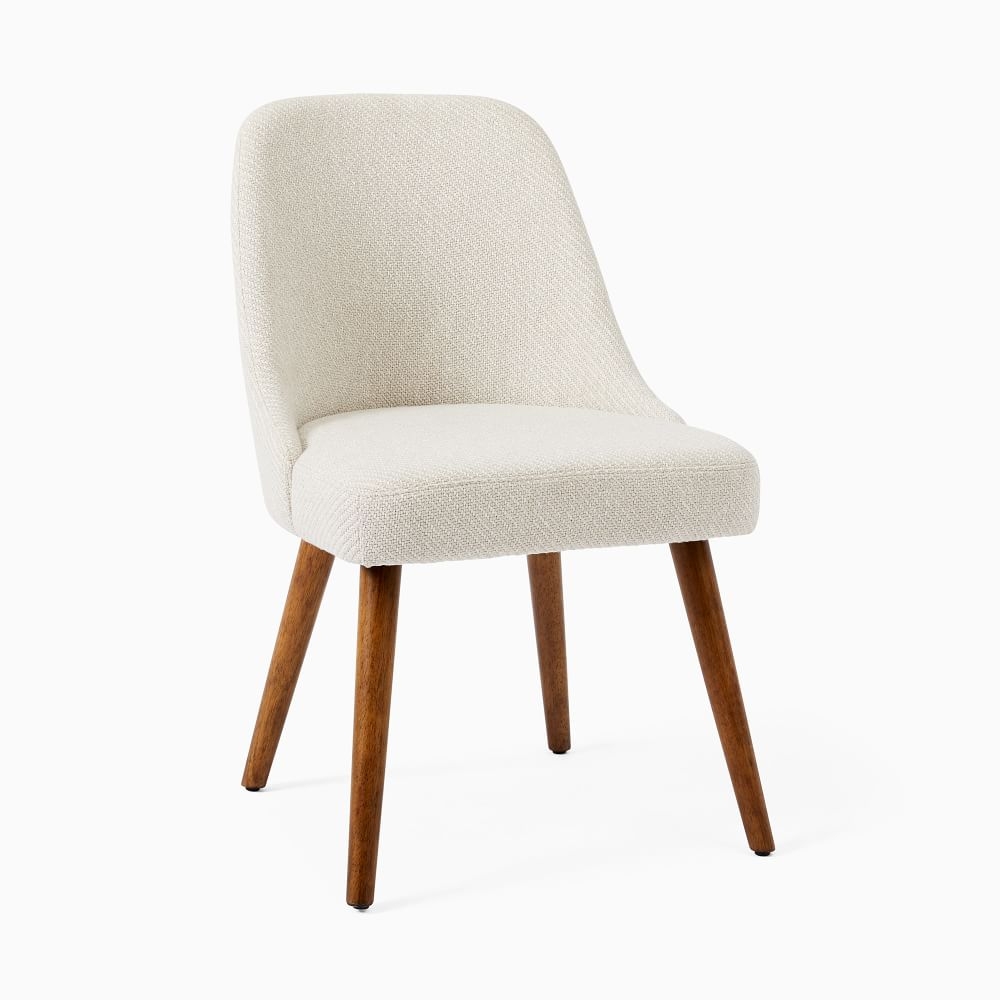 Mid Century Upholstered Dining Chair, Belgian Flax, Chunky Melange - Image 0