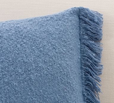 Boucle Lumbar Pillow Cover, 14 x 20", Riviera Blue - Image 1