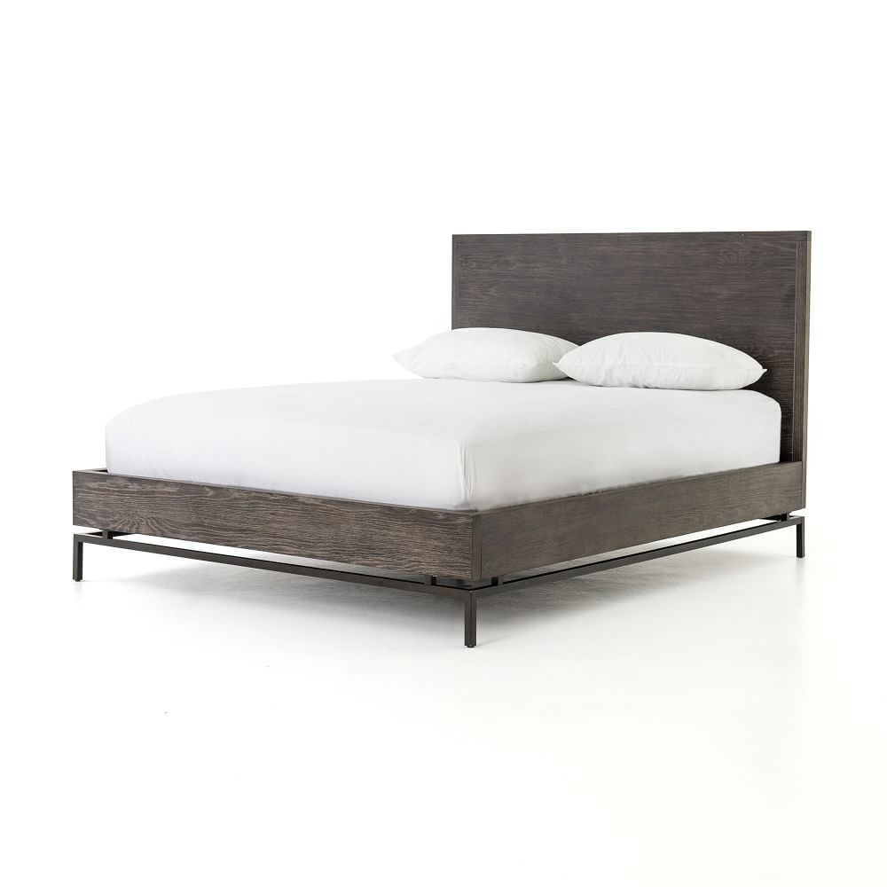 Washed Oak & Iron Bed - Queen - Image 0