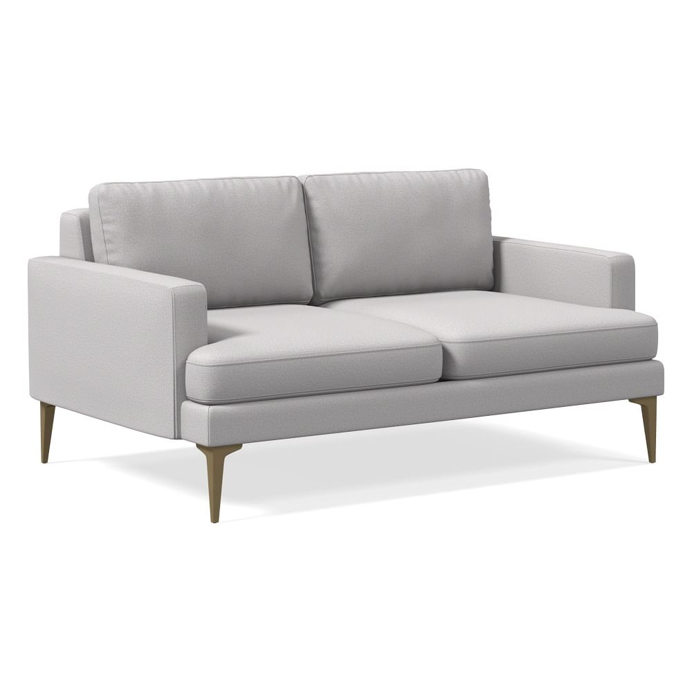 Andes 60" Multi-Seat Sofa, Standard Depth, Chenille Tweed, Frost Gray, Brass - Image 0
