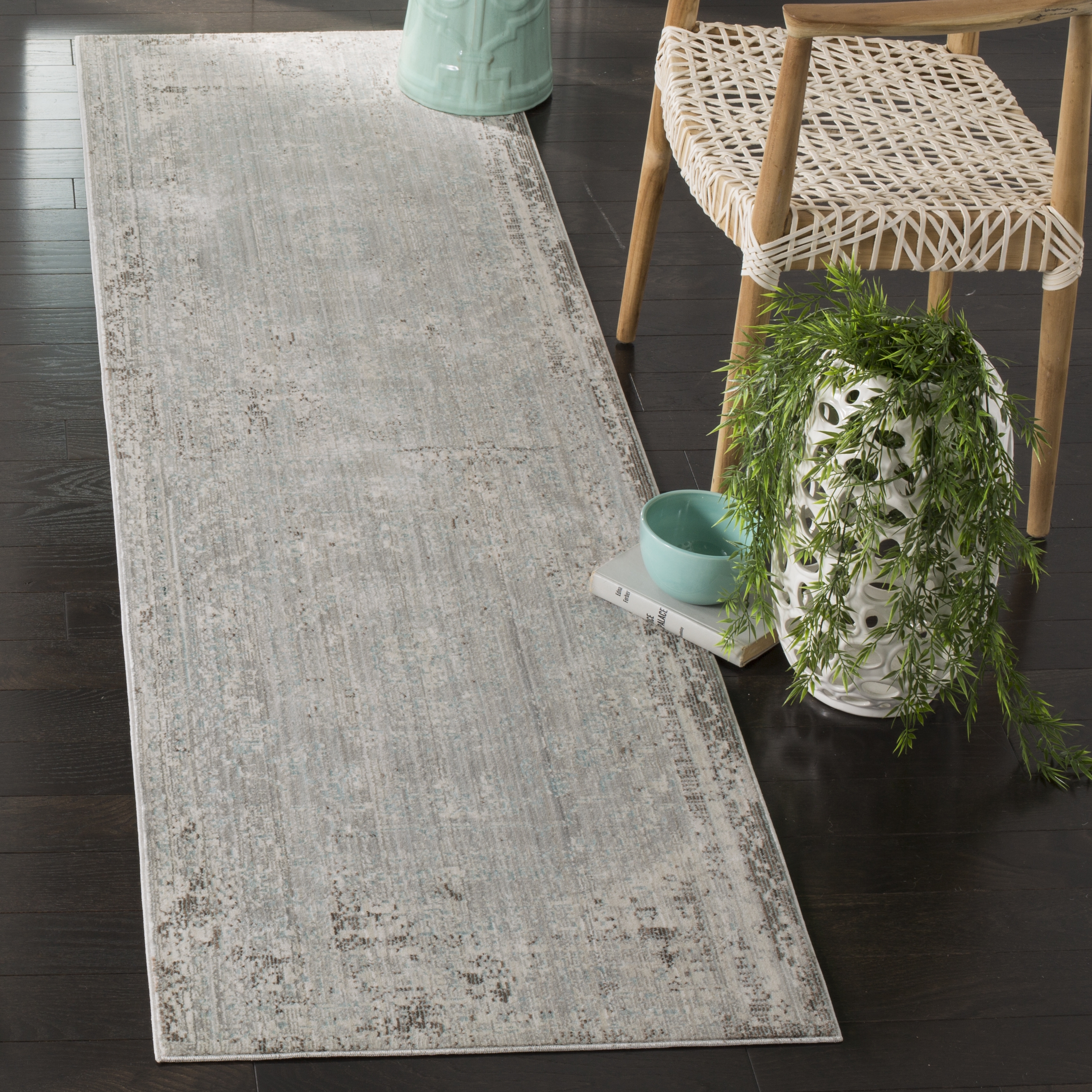Arlo Home Woven Area Rug, VAL205C, Grey/Multi,  2' 3" X 8' - Image 1