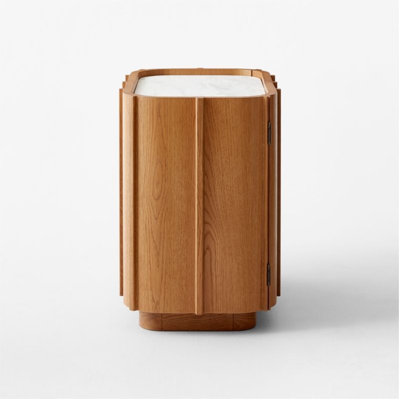 Robbie 28" Light Oak Wood Nightstand with White Marble Top - Image 8