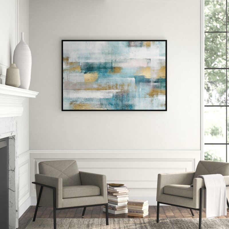JBass Grand Gallery Collection 'Abstract Blue Gold' Framed Painting on Canvas - Image 0