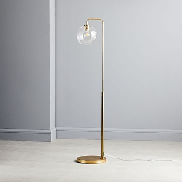 Sculptural Glass Floor Lamp, Floor Lamp, Antique Brass - Image 1