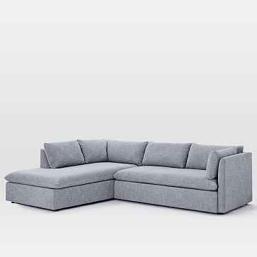 Shelter Sectional Set 02: Right Arm Sofa, Left Arm Terminal Chaise, Performance Yarn Dyed Linen Weave, French Blue - Image 3