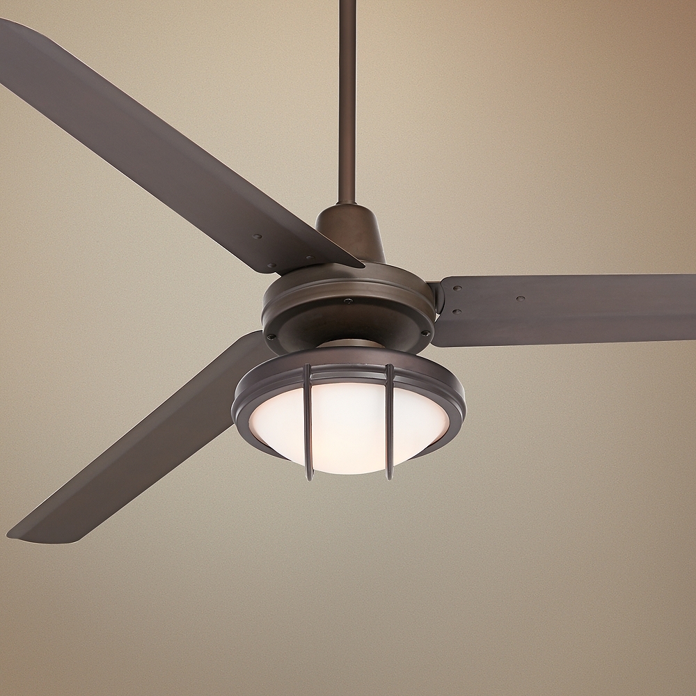60" Casa Vieja Turbina DC Bronze Damp LED Ceiling Fan with Remote - Image 0
