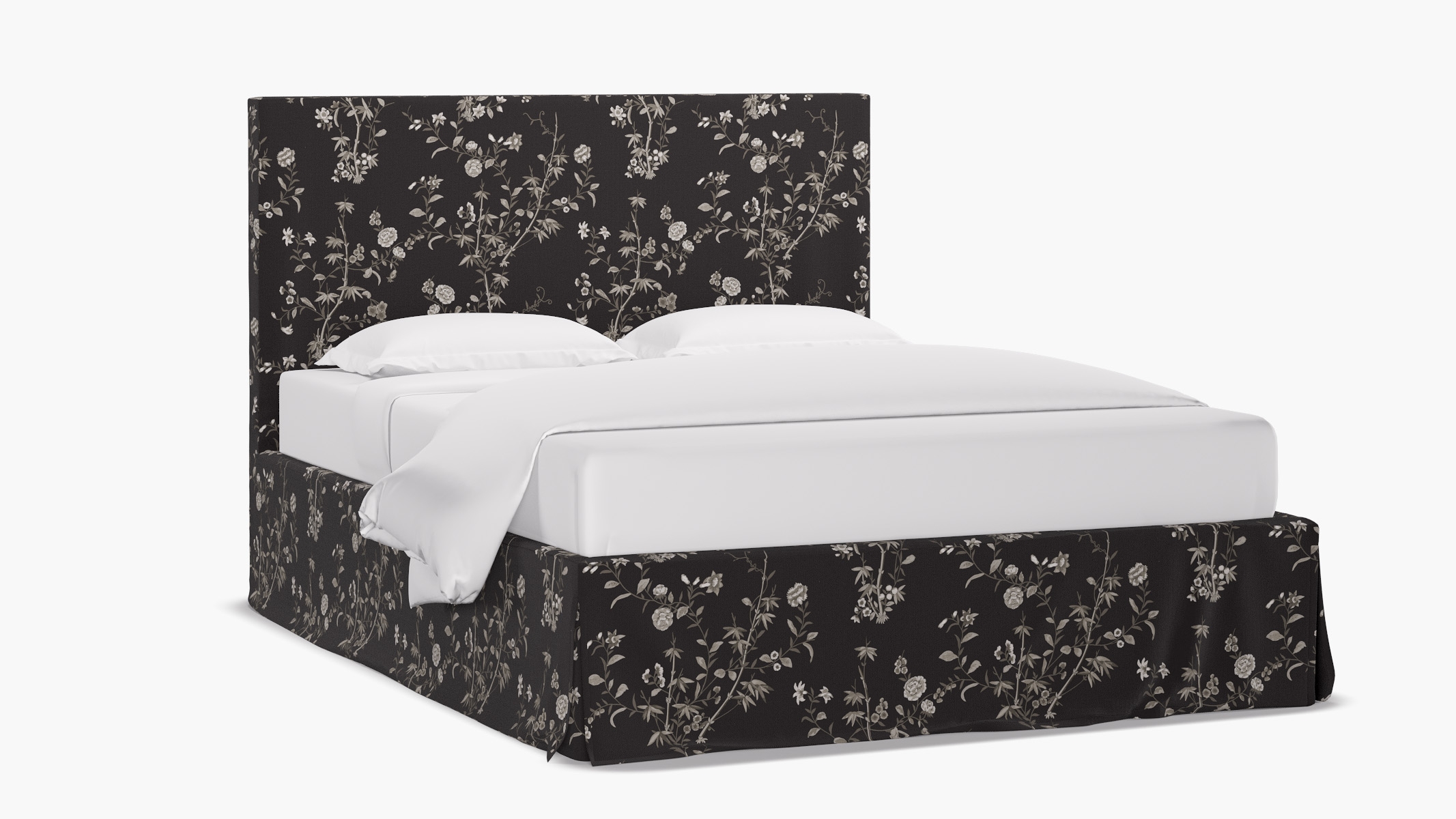 Slipcovered Bed, Black Bamboo Garden, Queen - Image 1