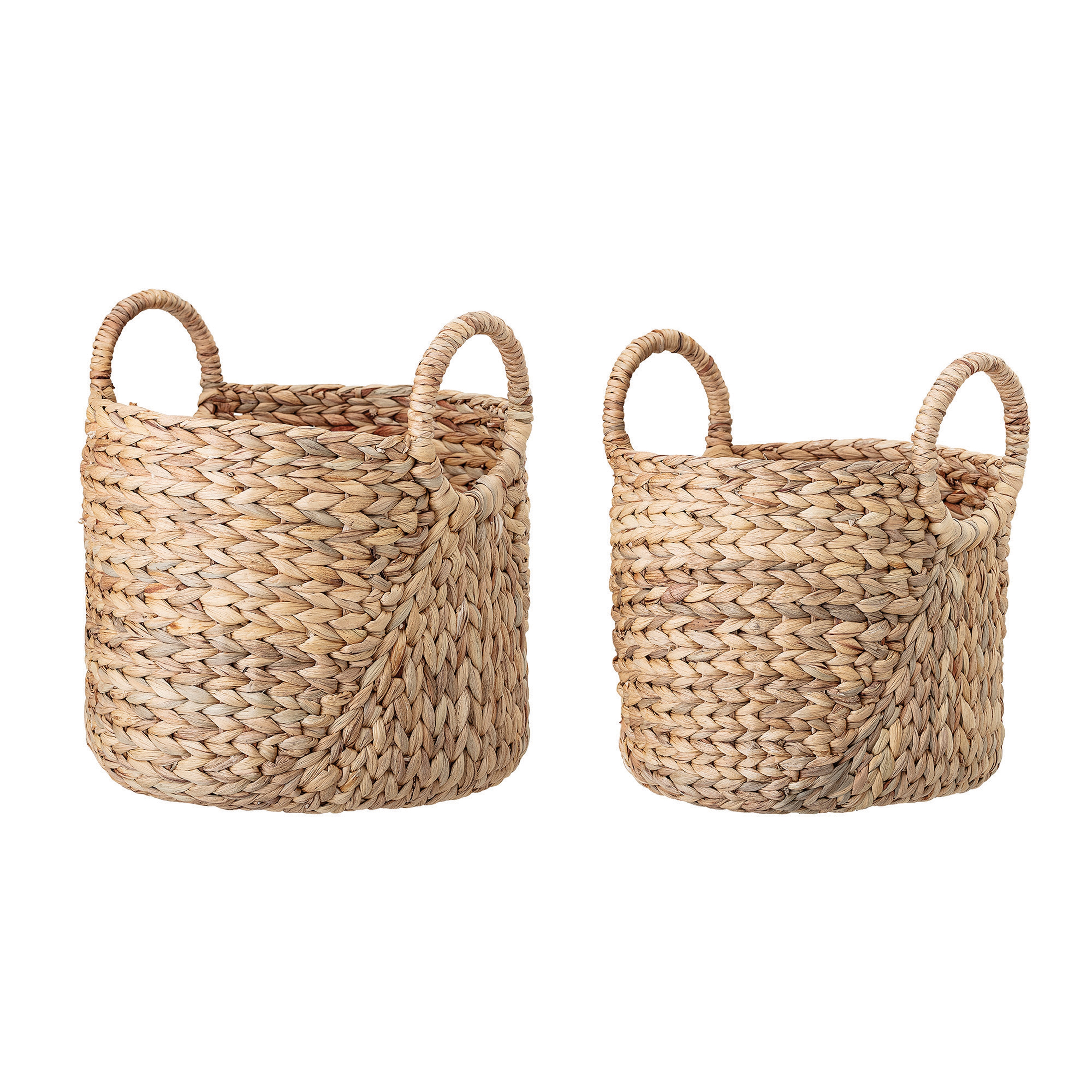 Handwoven Round Handle Seagrass Baskets, Set of 2 - Image 0